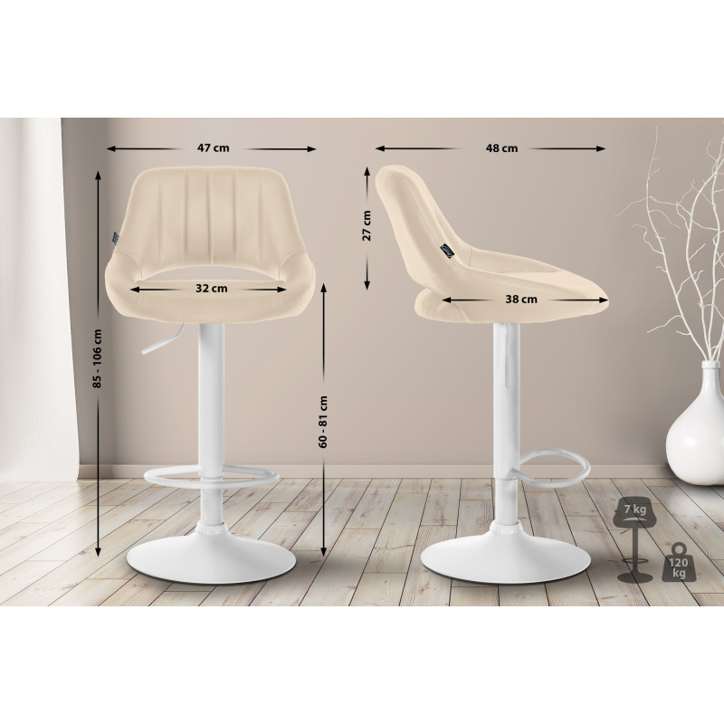 Tabouret de bar Milet en cuir artificiel crème