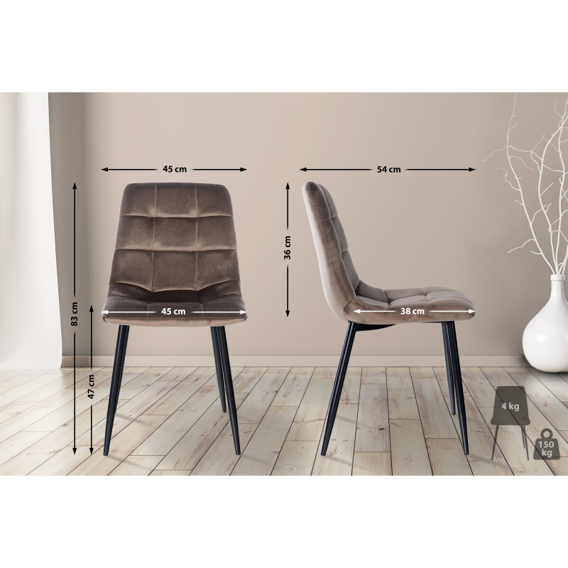Chaise de salle à manger en velours Tilde