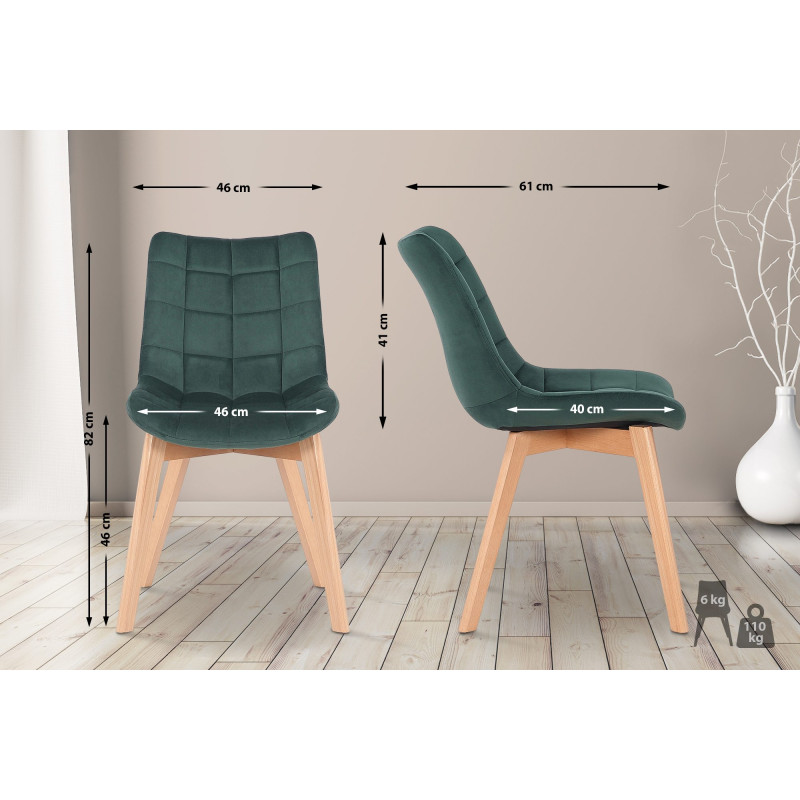 Chaise de salle à manger Passaic en velours