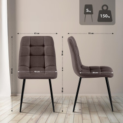 Lot de 2 chaises de salle à manger en tissu Tilde