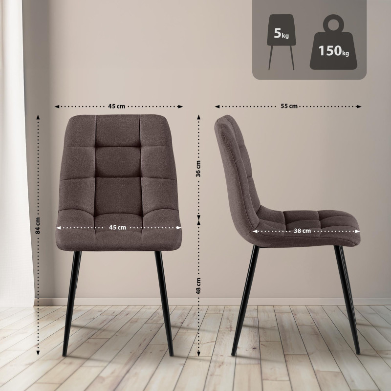 Lot de 2 chaises de salle à manger en tissu Tilde