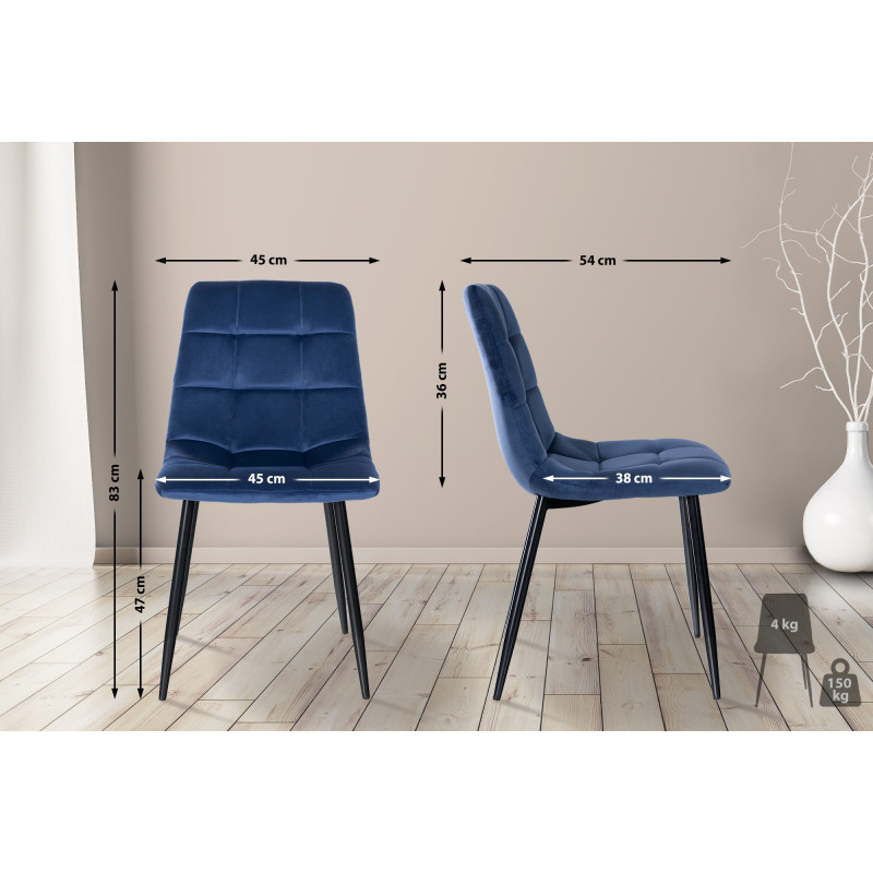 Lot de 2 chaises de salle à manger en velours Tilde