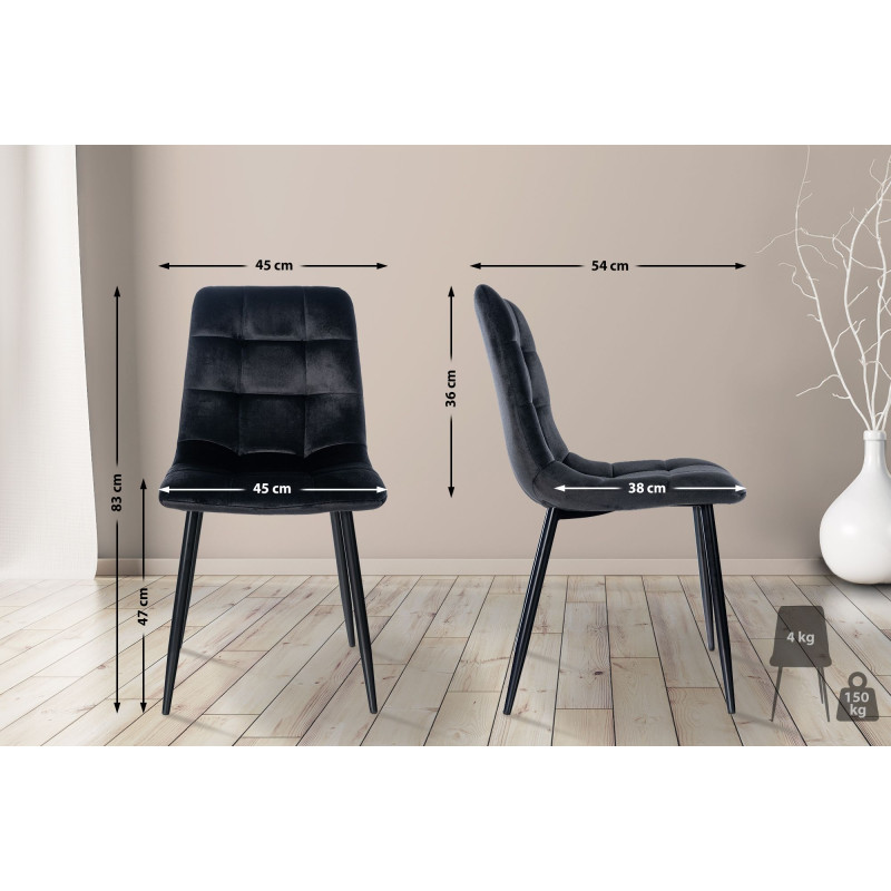 Lot de 2 chaises de salle à manger en velours Tilde