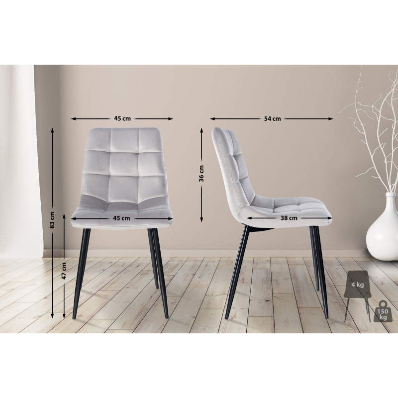 Lot de 2 chaises de salle à manger en velours Tilde