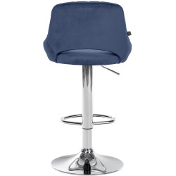 Tabouret de bar Milet velours chrome bleu