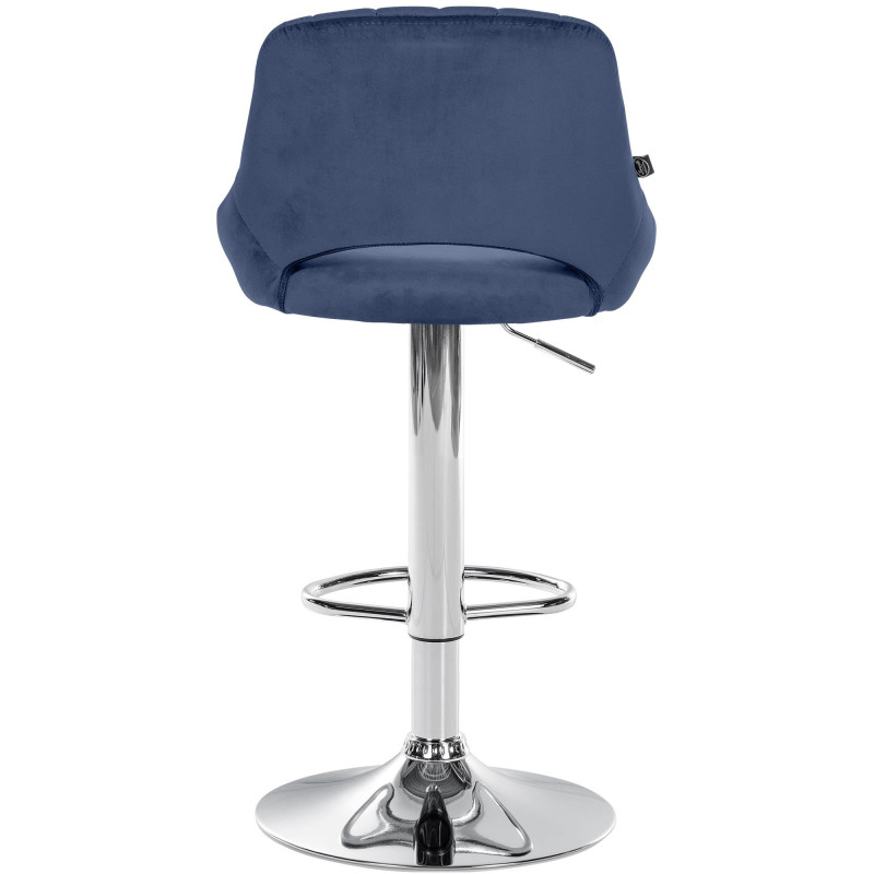 Tabouret de bar Milet velours chrome bleu