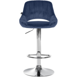 Tabouret de bar Milet velours chrome bleu