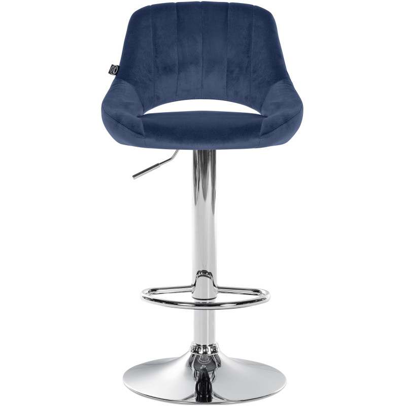 Tabouret de bar Milet velours chrome bleu
