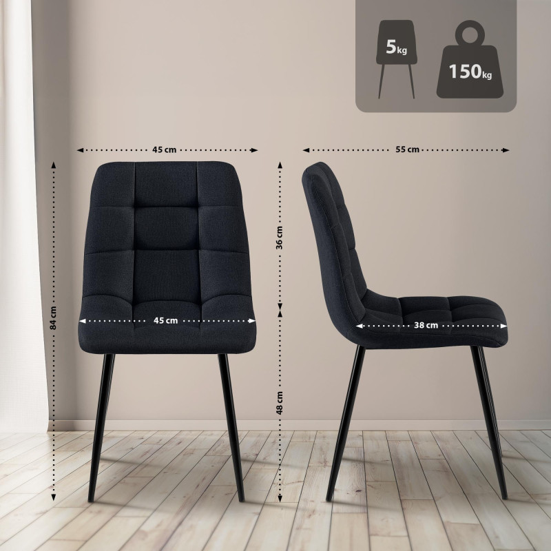 Chaise de salle à manger en tissu Antibes
