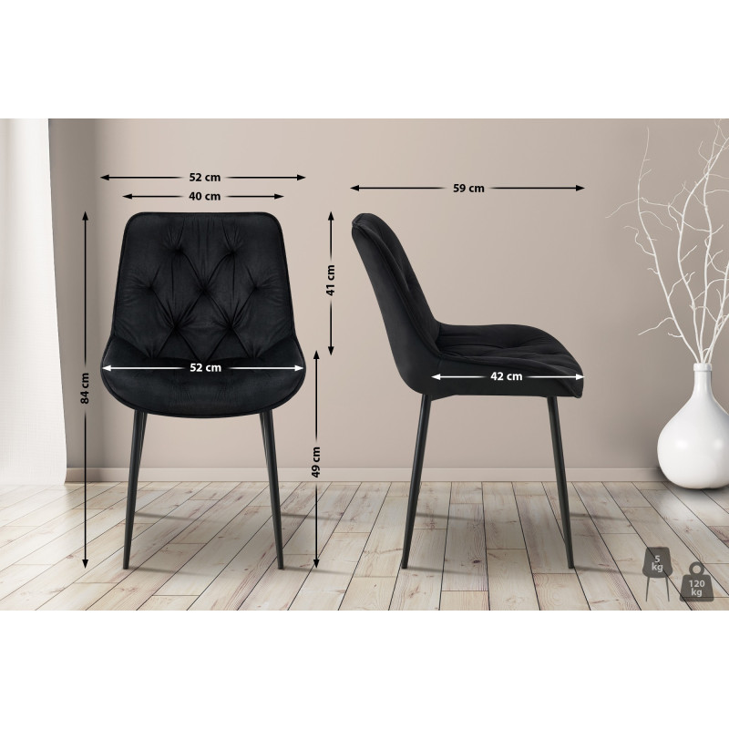 Chaise de salle à manger en velours Wallace