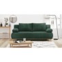 Banquette convertible 3 places MIKA - Velours cÙtelé Vert foret - Coffre de rangement - L 192 x H 84 x P 93 cm