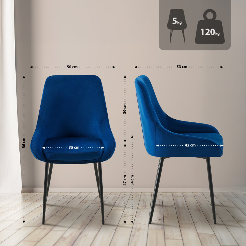 Chaise de salle à manger Elmira en velours noir
