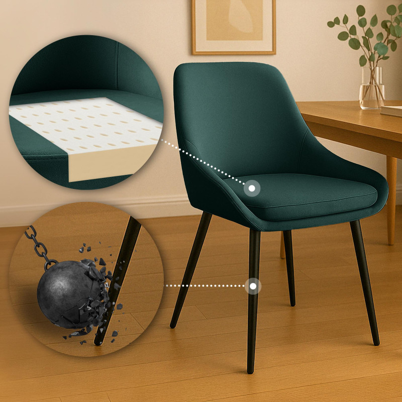 Chaise de salle à manger Elmira en velours noir