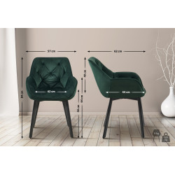 Chaise de salle à manger en velours Antigo