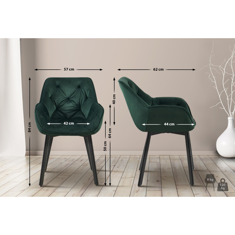 Chaise de salle à manger en velours Antigo