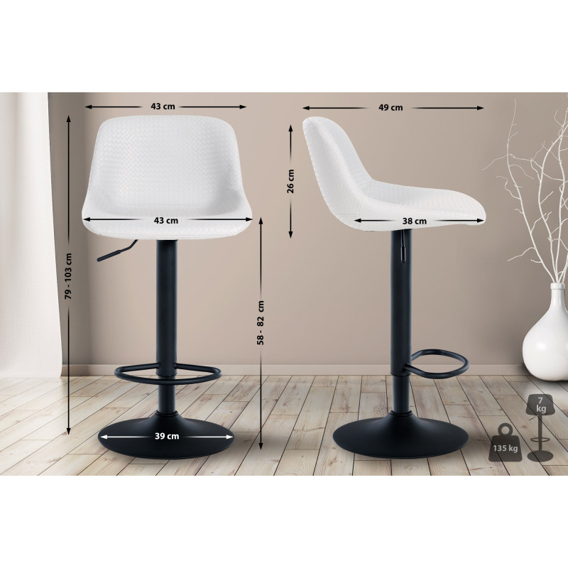 Lot de 2 tabourets de bar Loft simili cuir blanc
