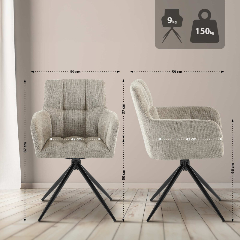Chaise de salle à manger en tissu Jonah