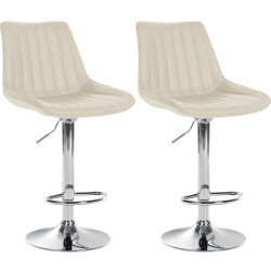 Lot de 2 tabourets de bar Toni simili cuir chrome crème
