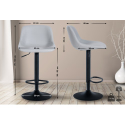 Lot de 2 tabourets de bar Loft simili cuir gris