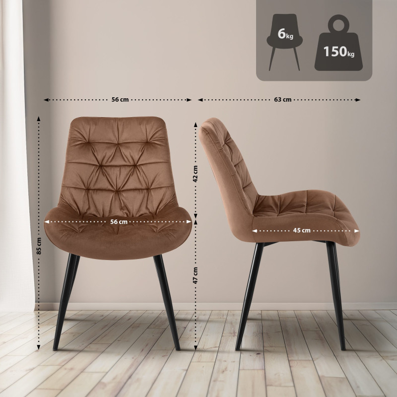 Chaise de salle à manger en velours Rossford
