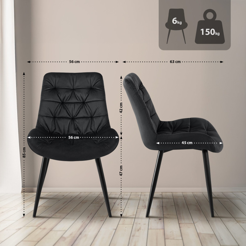 Chaise de salle à manger en velours Rossford
