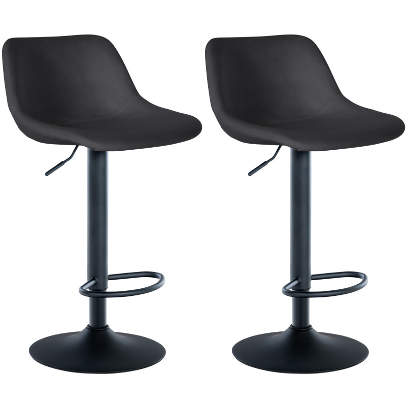 Lot de 2 tabourets de bar Loft en velours noir