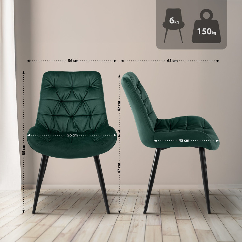 Chaise de salle à manger en velours Rossford
