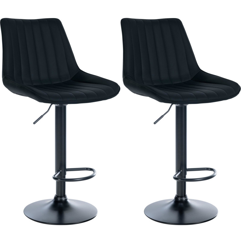 Lot de 2 tabourets de bar Toni simili cuir noir