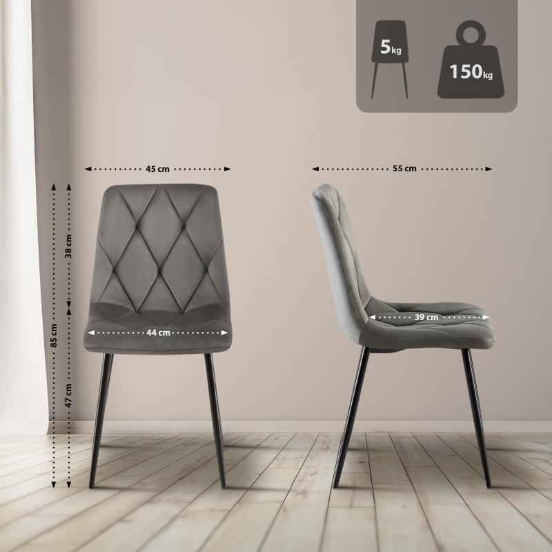 Chaise de salle à manger en velours Clairton
