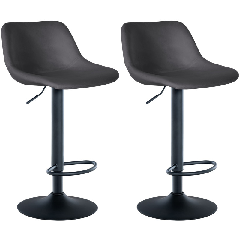 Lot de 2 tabourets de bar Loft en velours gris foncé
