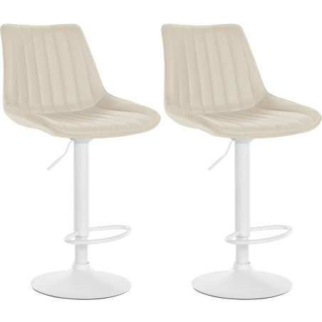 Lot de 2 tabourets de bar Toni simili cuir blanc crème