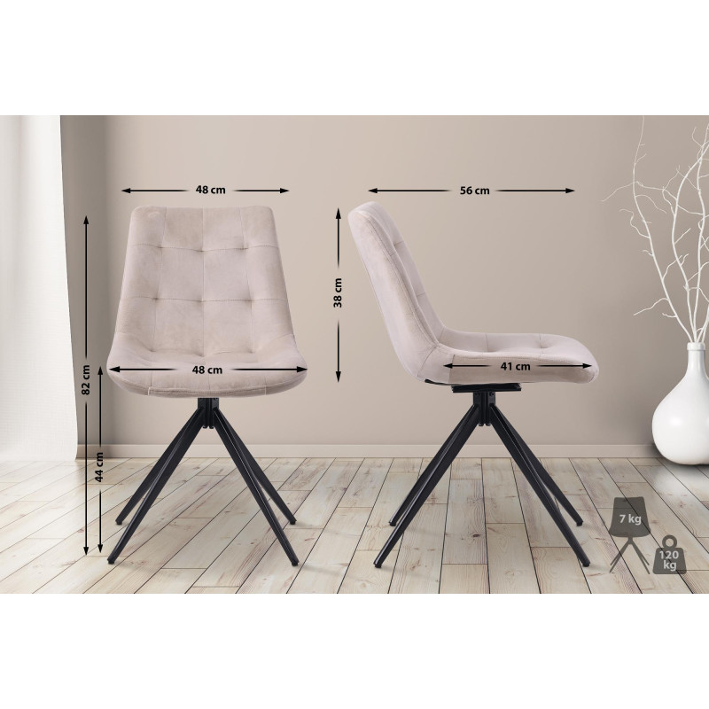 Lot de 2 chaises de salle à manger en velours Merna