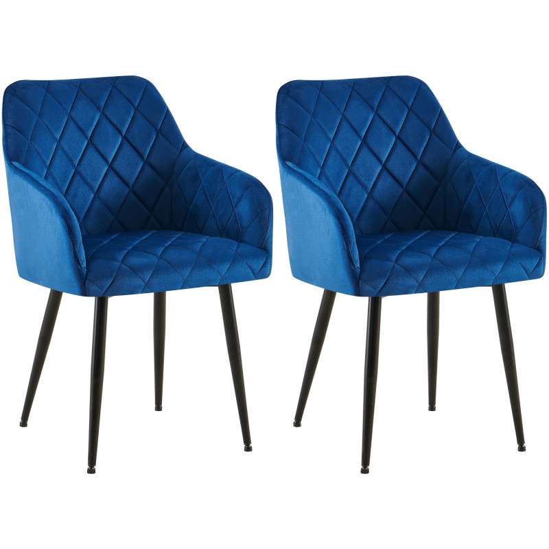 Lot de 2 chaises de salle à manger en velours Monett B