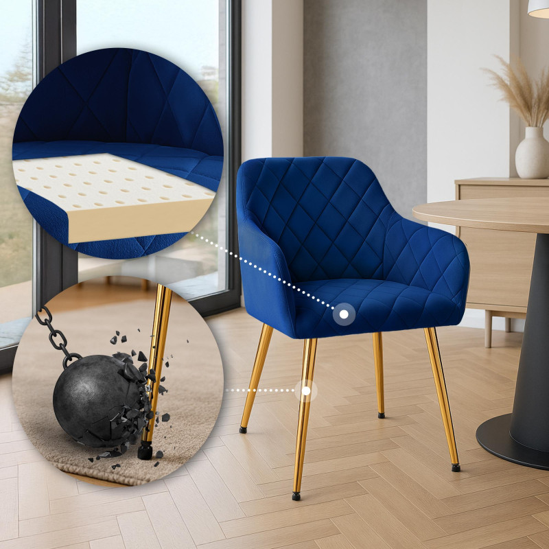 Lot de 2 chaises de salle à manger en velours Monett G
