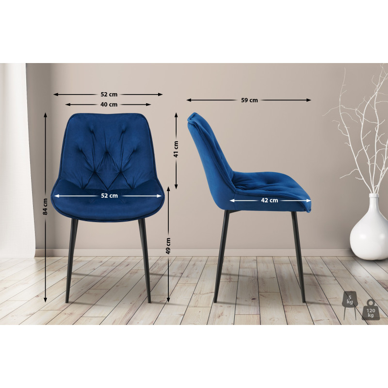 Ensemble de 2 chaises de salle à manger en velours Wallace