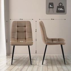 Lot de 2 chaises de salle à manger en tissu Tilde