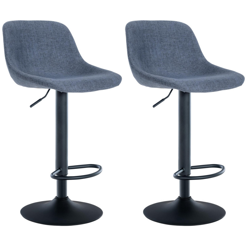 Lot de 2 tabourets de bar en tissu loft bleu