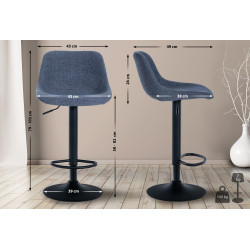Lot de 2 tabourets de bar en tissu loft bleu