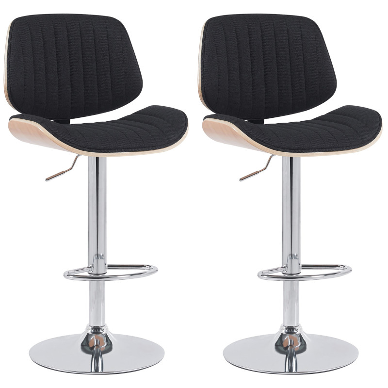Set di 2 sgabelli da bar Clawson in tessuto cromato natura/nero