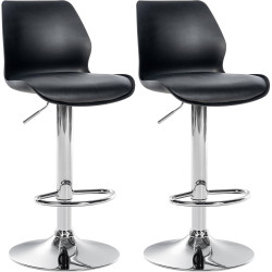 Lot de 2 tabourets de bar Gilbert, plastique noir