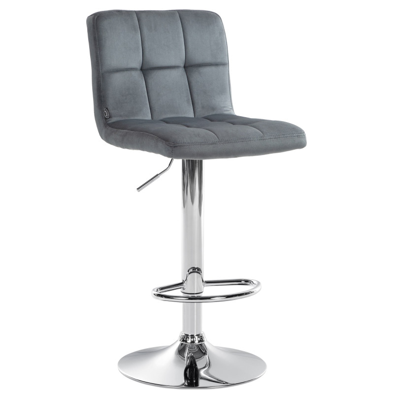 Tabouret de bar Pérou velours chrome gris foncé
