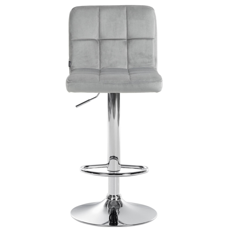 Tabouret de bar Pérou velours chrome gris