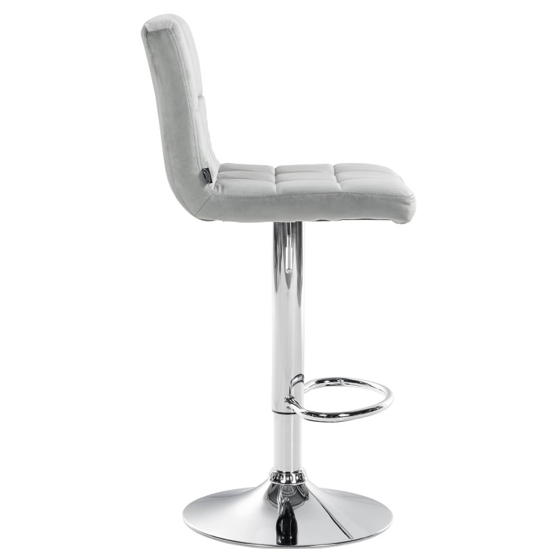 Tabouret de bar Pérou velours chrome gris