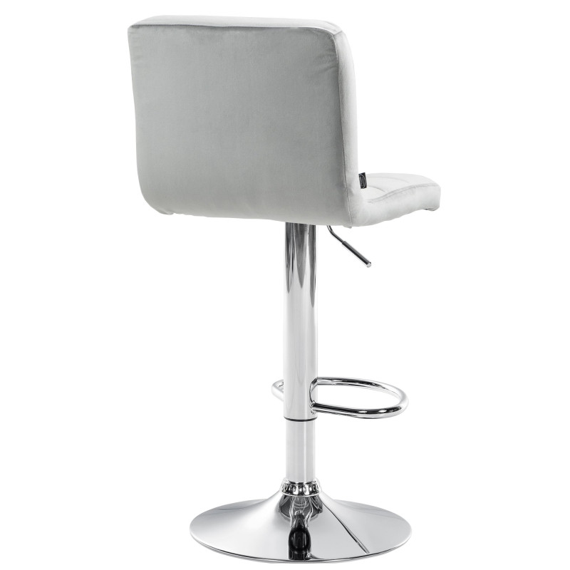 Tabouret de bar Pérou velours chrome gris