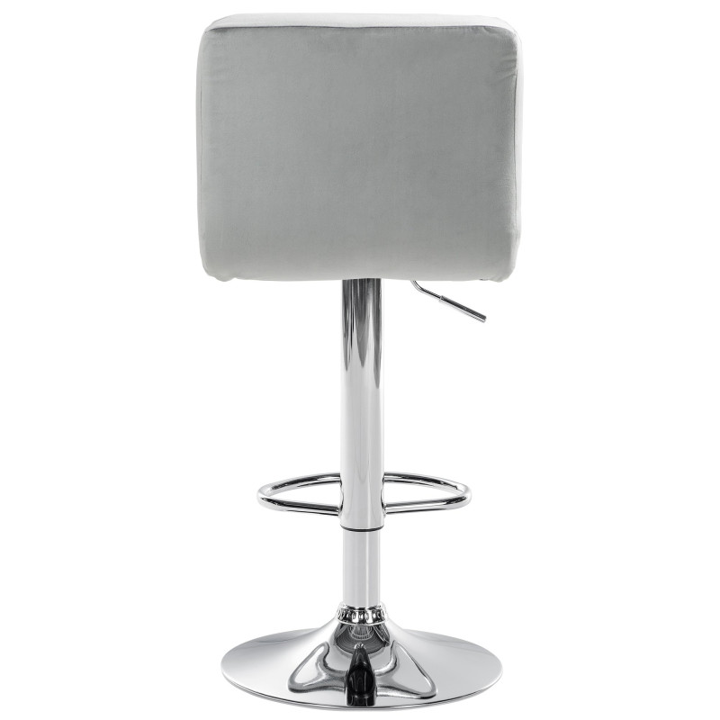 Tabouret de bar Pérou velours chrome gris
