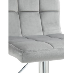 Tabouret de bar Pérou velours chrome gris