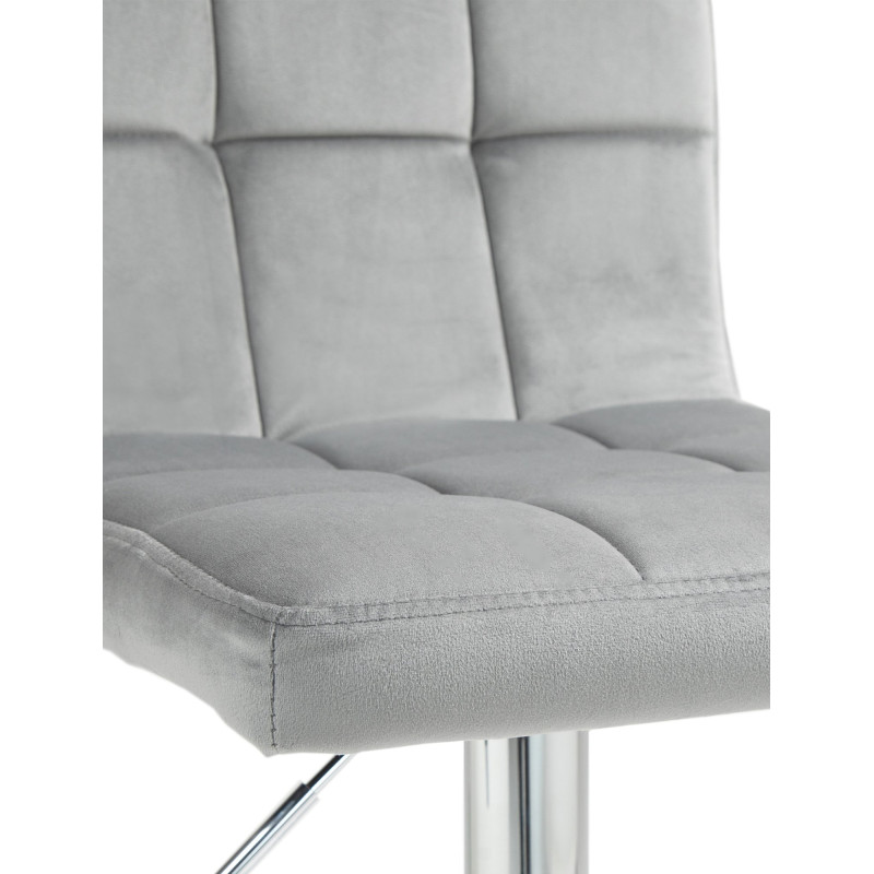 Tabouret de bar Pérou velours chrome gris
