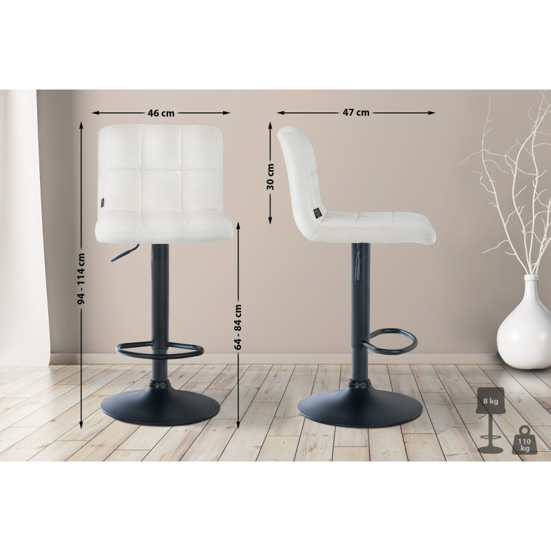 Tabouret de bar Pérou en velours crème