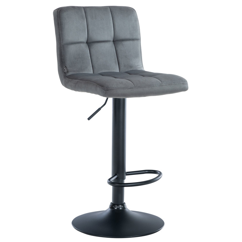 Tabouret de bar Pérou en velours gris foncé