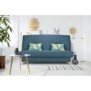 COMFORT BULTEX Banquette clic - Tissu bleu + Coussins déco jungle - L193 x P95 x H101- MONA